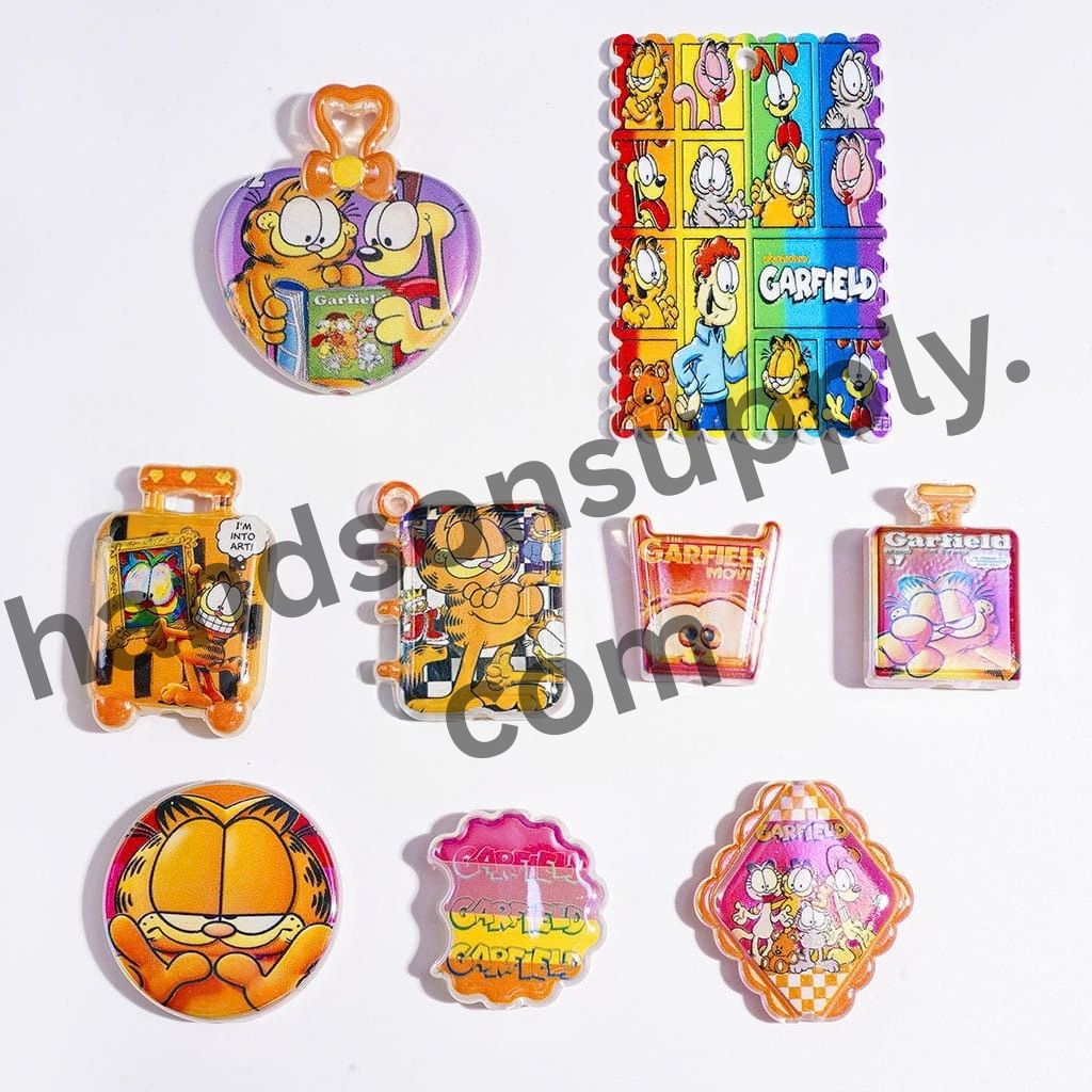 UV-Finished Sleepy & Playful Expression Cat Character Series Acrylic Beads & Pendants, Random Mix