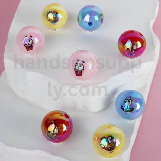 Cute Cartoon SpongeBob and Patrick Design 16MM Round Acrylic Beads Random Mix