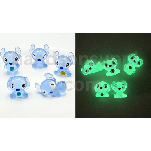 Stitch Inspired Cartoon Design Pink and Blue Pen Toppers Acrylic Beads