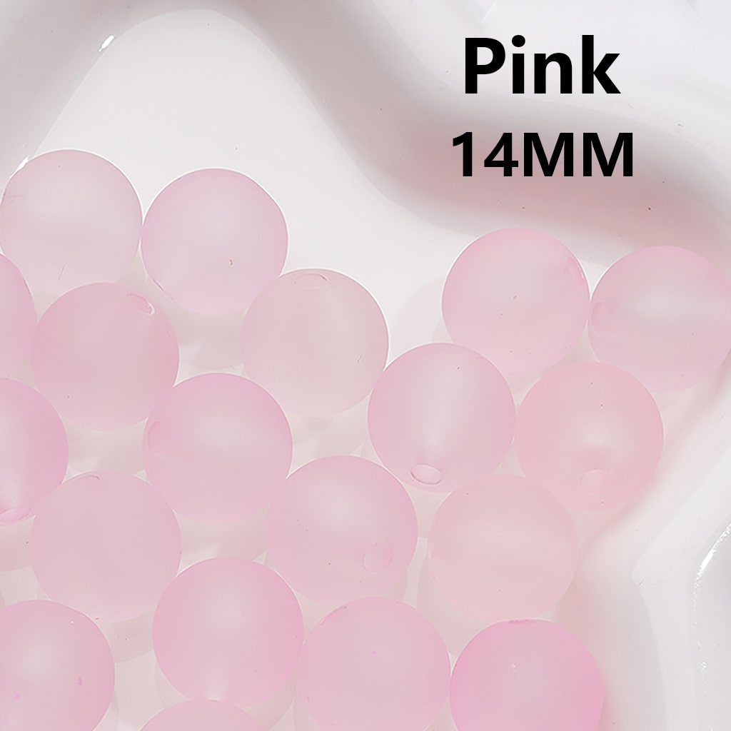 Multi-Color Acrylic Beads Round Frosted Matte Translucent, 14MM (Single Color is available for 300pcs Whole bag)
