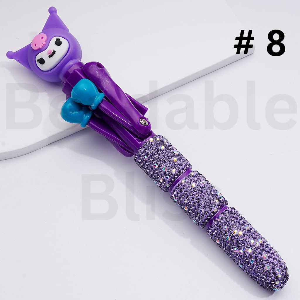 Cute Large Cartoon Kurom Elk Bear Alien Cat Astronaut Unicor Ghost Face Pumpkin with Movable Boxing Arms Shiny Rhinestones Beadable Clay Pens