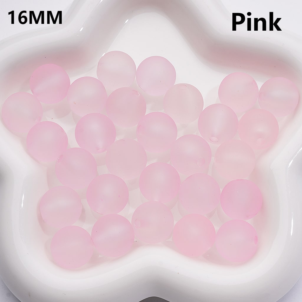 Multi-Color Frosted Matte Translucent Round Acrylic Beads, 16MM