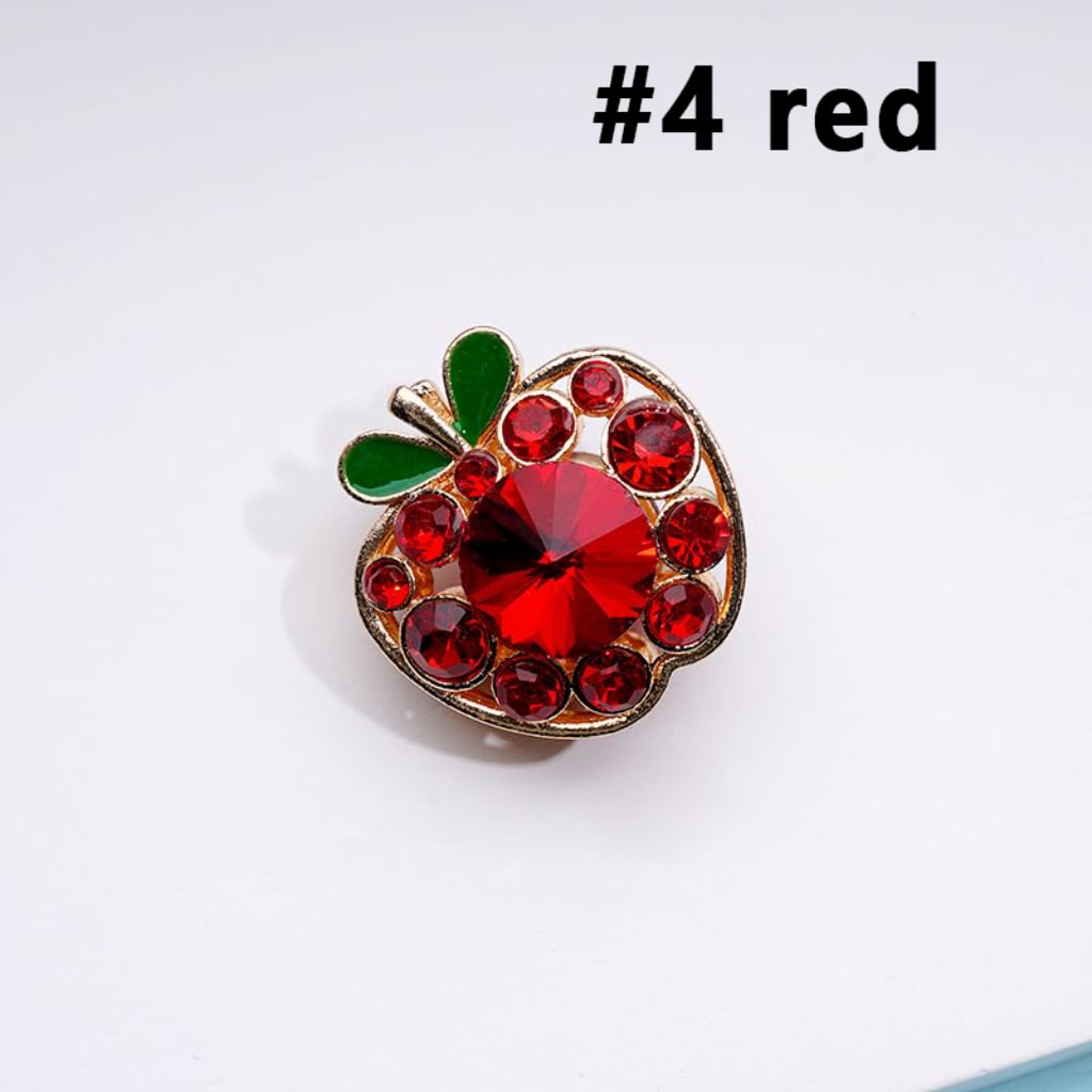 Exquisite Gold Alloy Fancy Apple with Colorful Rhinestones Beads, Around 25*25MM