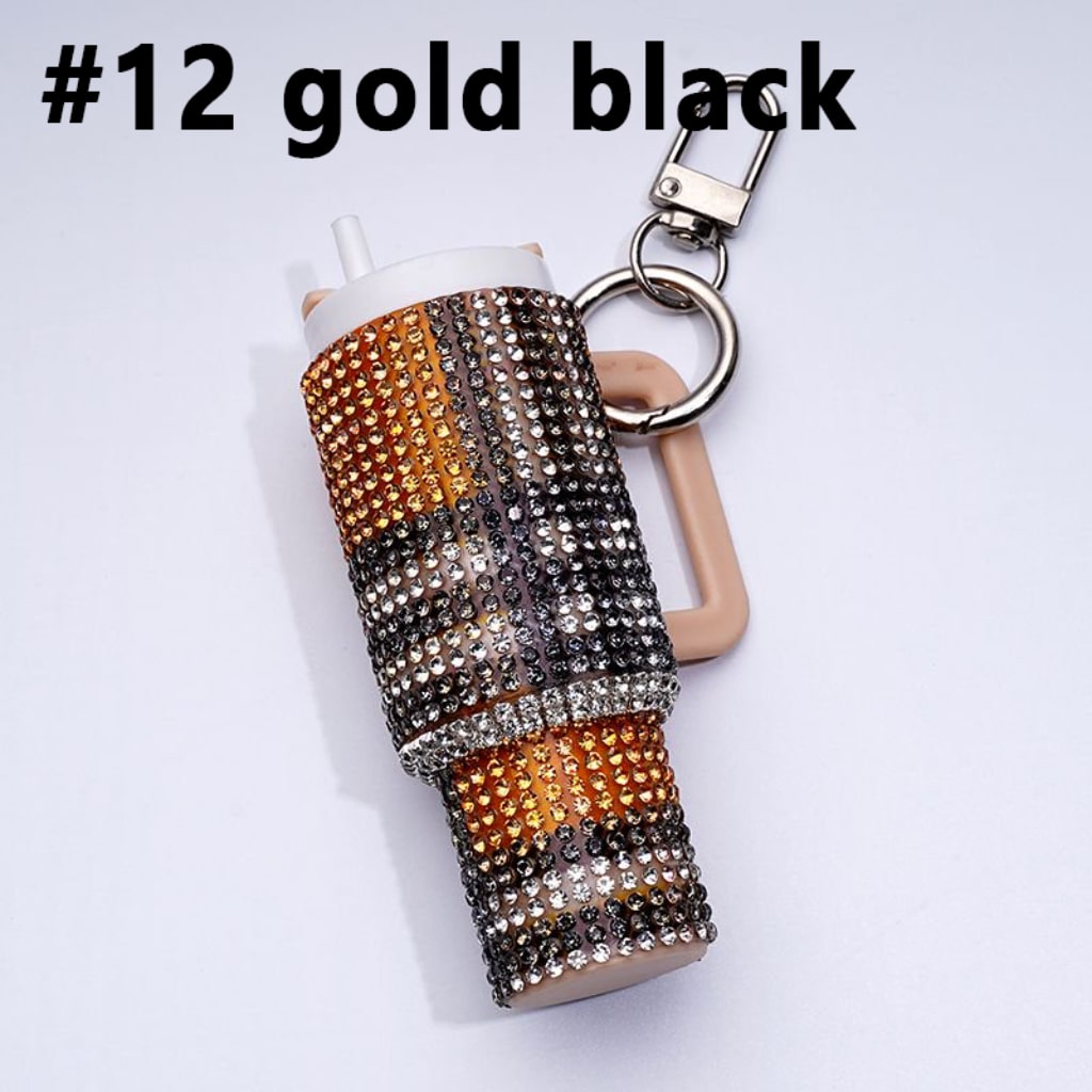Rhinestones Bling Bling Mini Colorful Tumbler Chapstick Holder, Stanley Keychain Chapstick Holder, Size 10*5*3cm