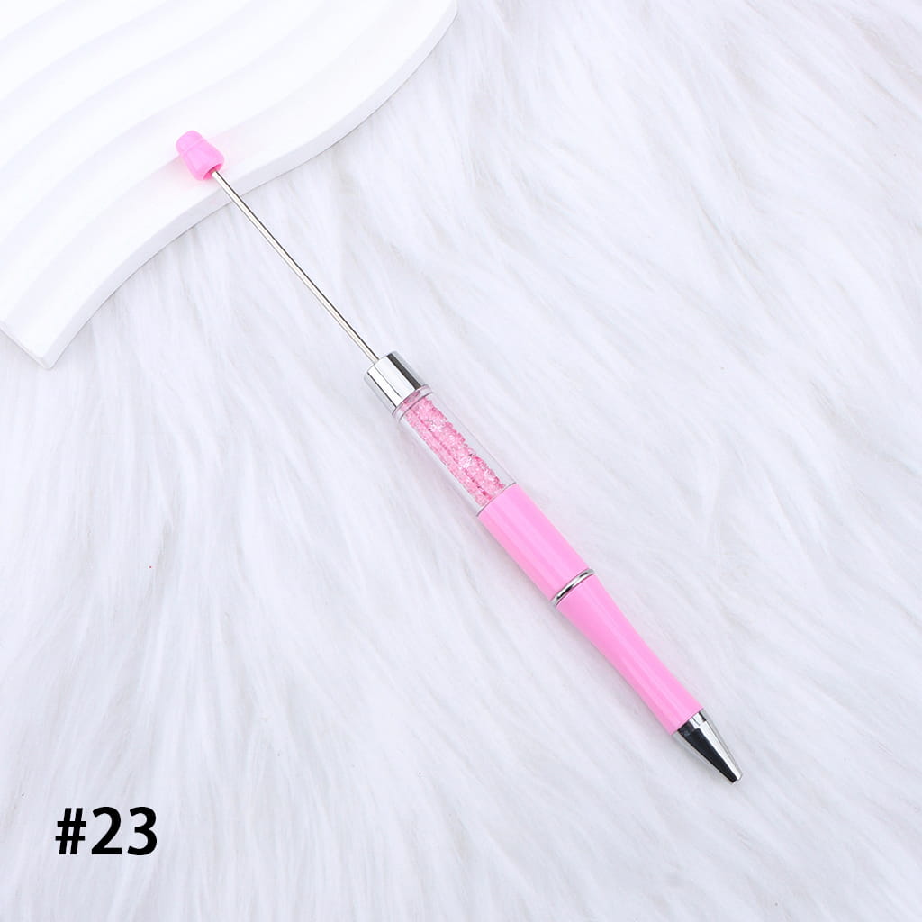 DIY Plastic Beadable Pens - Transparent Tube with Shimmer Crystal Beaded Pens, Length 186MM, Multi-Color