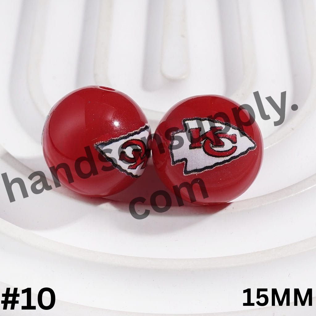American Football Team Acrylic Beads for Bracelets, 15MM