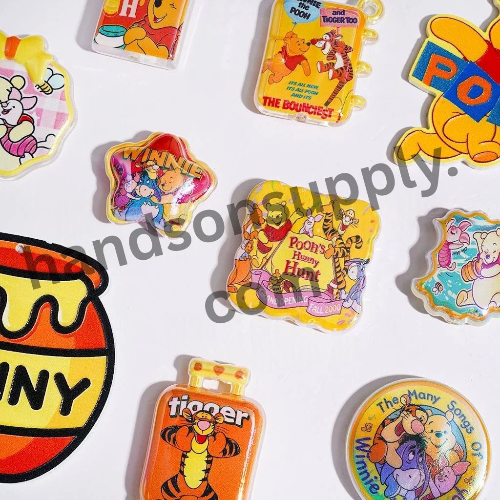 Playful Classic Cartoon Animal Characters, Tiger, Bear, Horse & Pig Series Acrylic Beads and Pendants, Random Mix