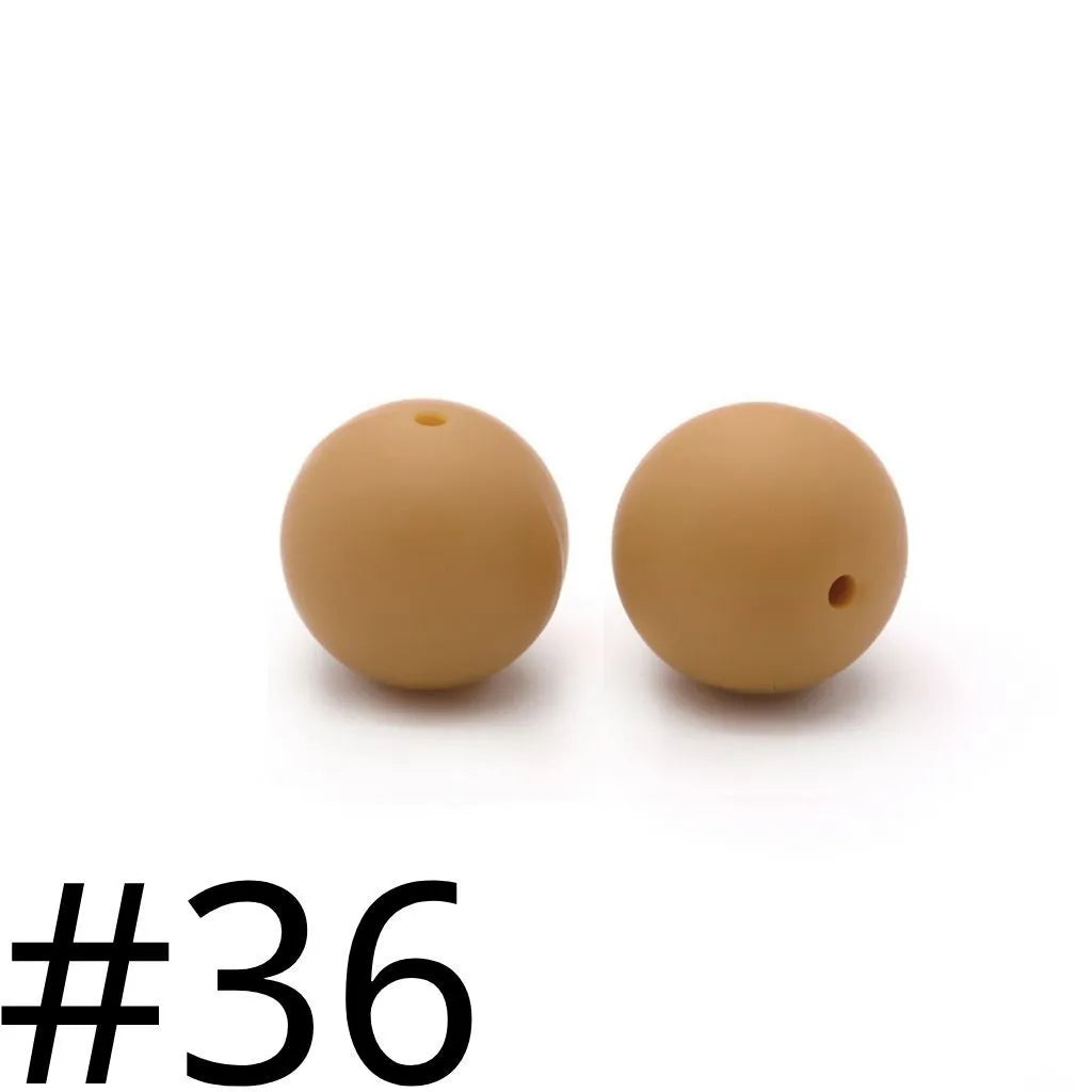 Solid Colored Silicone Beads 15 mm