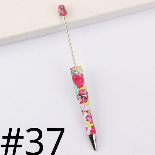 A Red Beautiful Flower Printed Beadable Pens Number 37