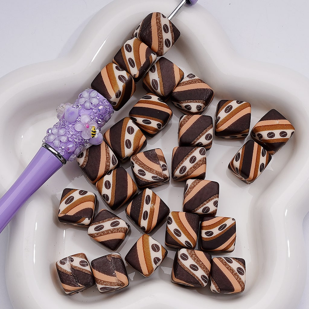 Printed Cube Square Sun Flowers Silicone Beads 14MM