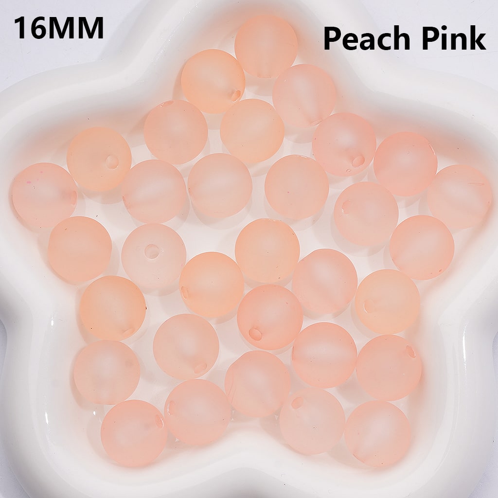 Multi-Color Frosted Matte Translucent Round Acrylic Beads, 16MM