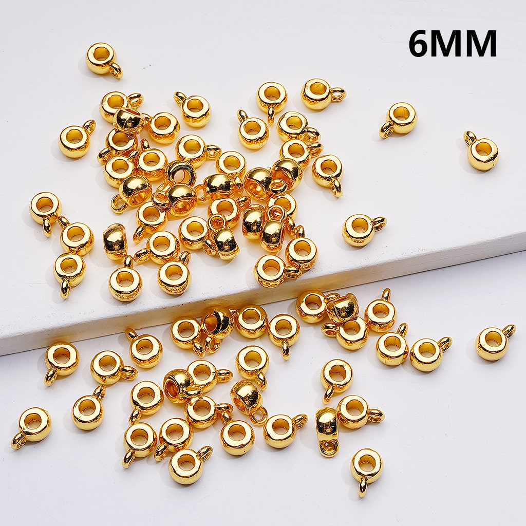 Bail Beads Hanger Gold Silver Alloy Mini Spacer Beads 6MM