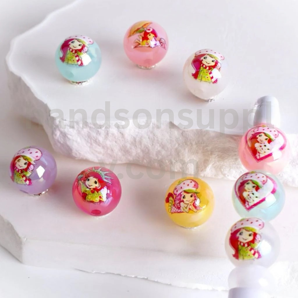 Berry Girl Jelly Color Round UV Coated Random Mix 16MM Acrylic Beads