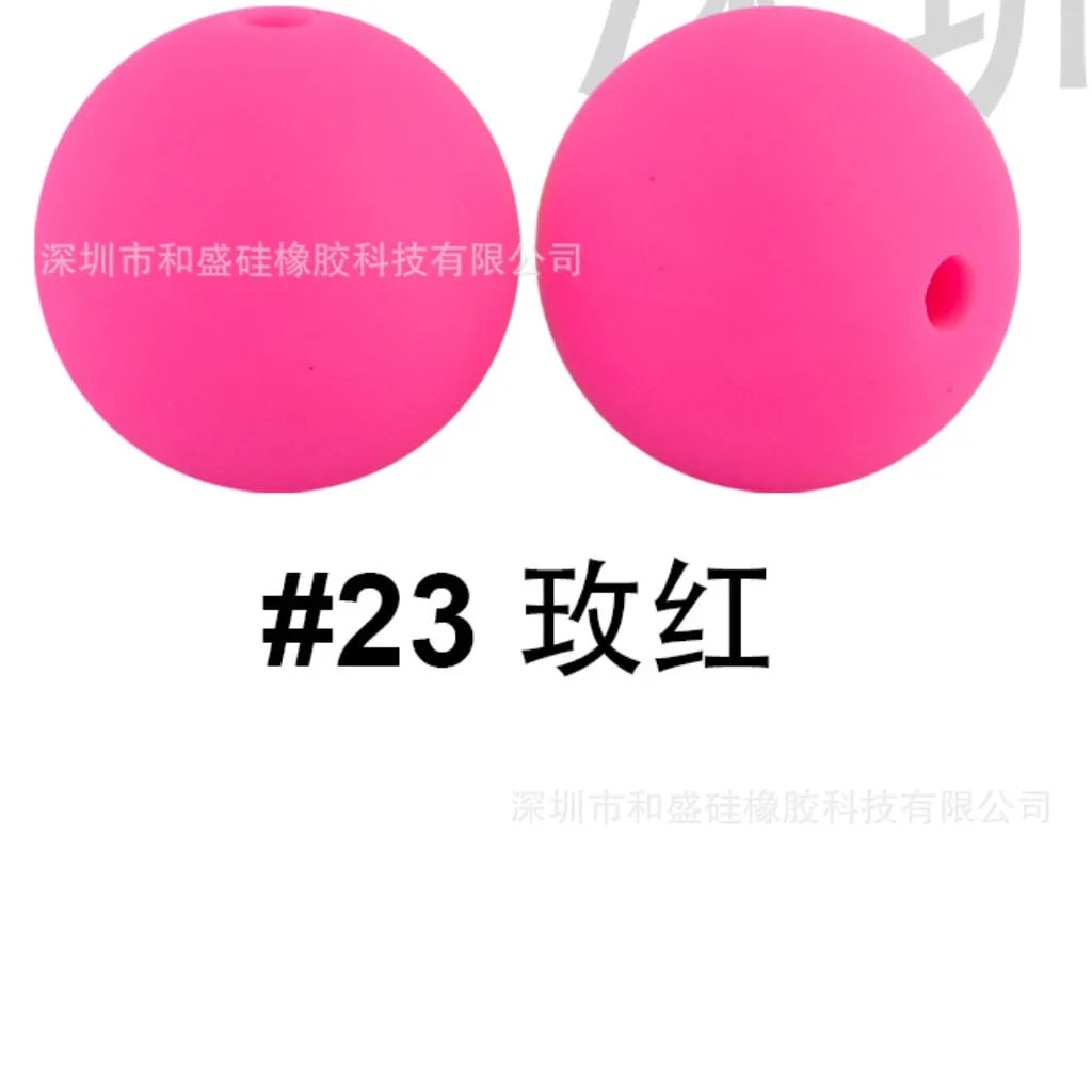 Solid Colored Silicone Beads 15 mm