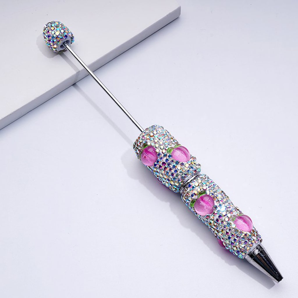 Beadable Clay Pens with Cute Vivid Fruits Mini AB Rhinestones Covered the Entire Pen