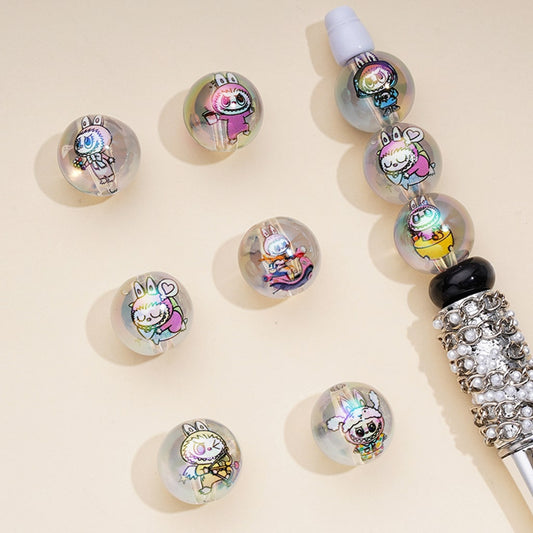Little Monster Doll Boys and Girls Cartoon Clear Round Acrylic Beads 16mm