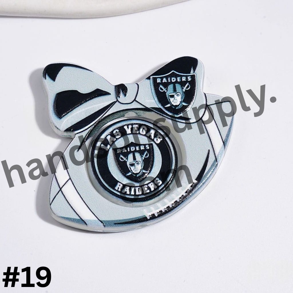 American Football Team Design Hollow Bowtie Frame with Flat Round Acrylic Beads Collection Set, Large Size