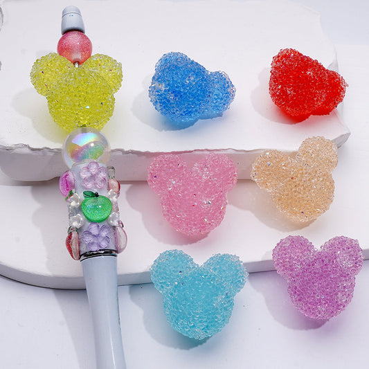 Head Mick Mouse Sugar Beads, Acrylic Beads, 24*28mm Random Mix