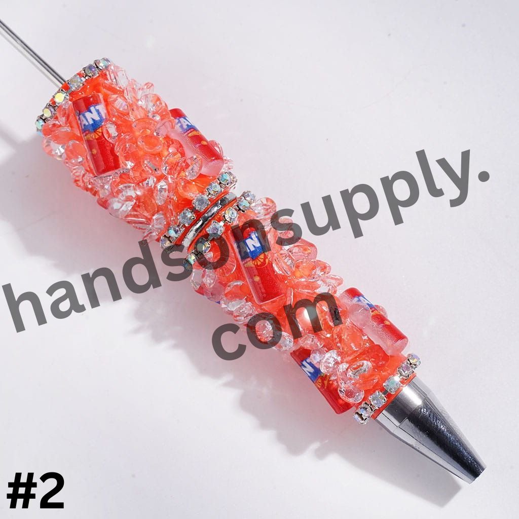 Refreshing Soda Carbonated Soft Drink Can and Cone-Shaped Rhinestone AB Chains, Handmade Beadable Pens, Multi-Color