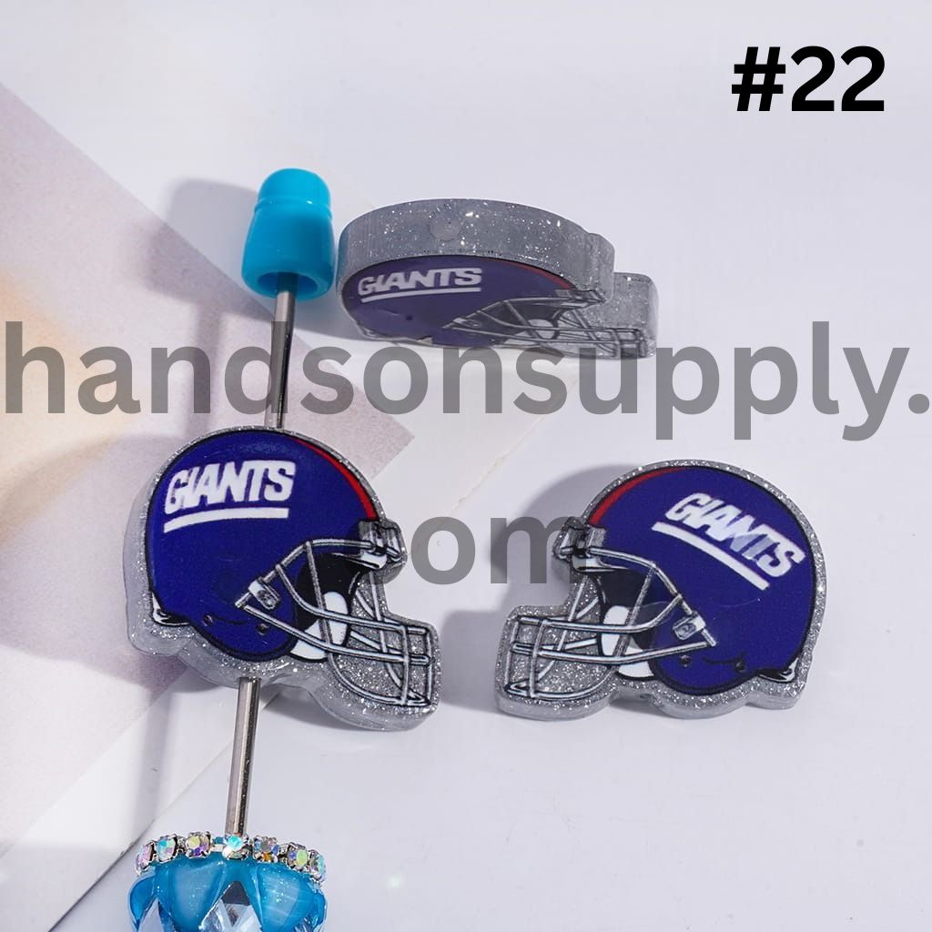 Silver Glitter USA American Football Helmet Shape Acrylic Beads 22*26MM