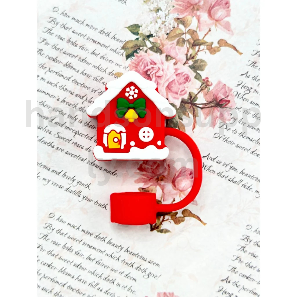 Christmas Holiday Cup Accessories in Food Grade Material Silicone Straw Toppers