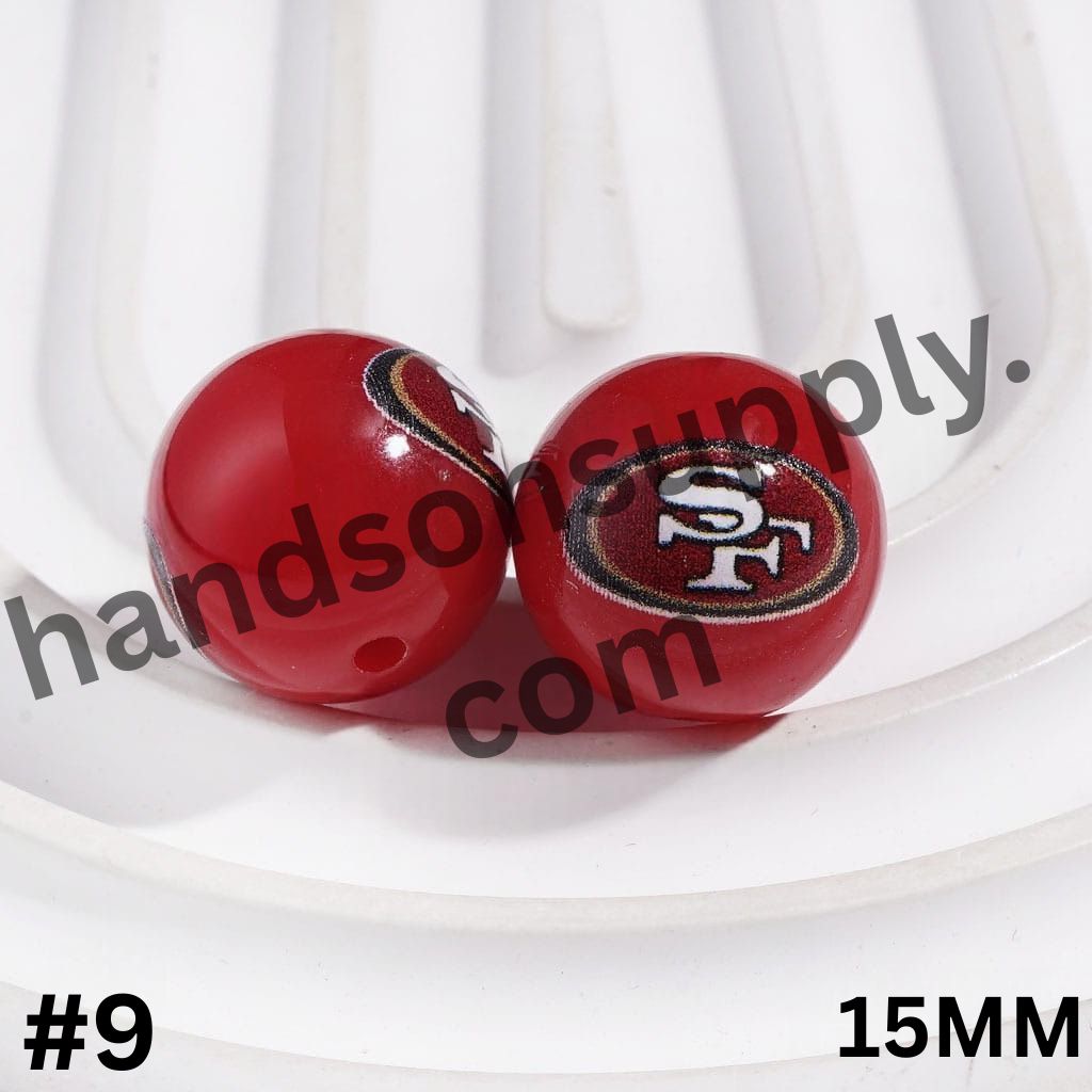 American Football Team Acrylic Beads for Bracelets, 15MM