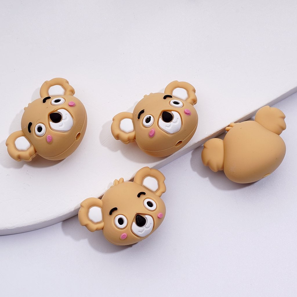 3D Naughty Cute Koala Head Silicone Focal Beads