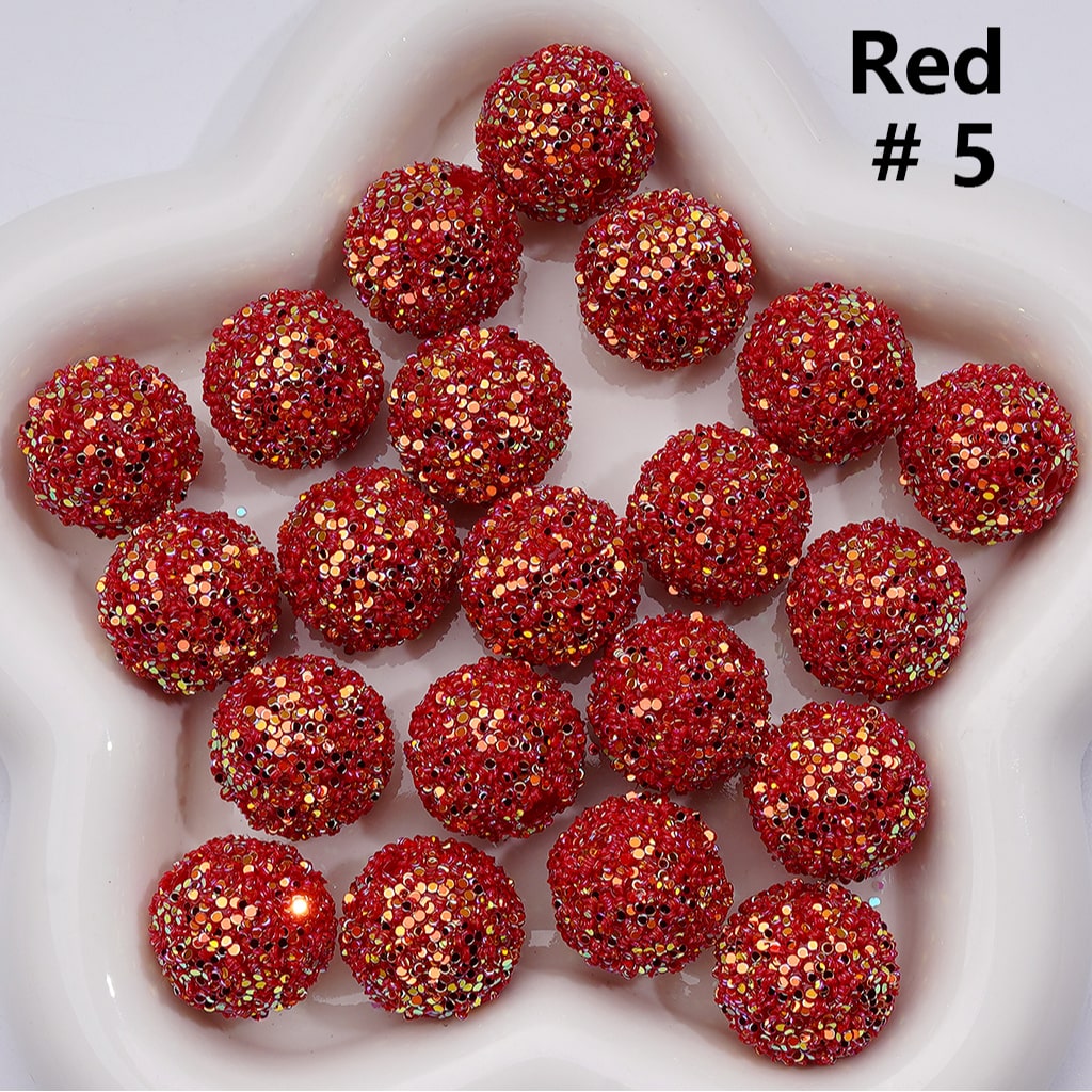 Shiny Confetti Round Acrylic Beads Solid Color Multicolor Look, 20MM