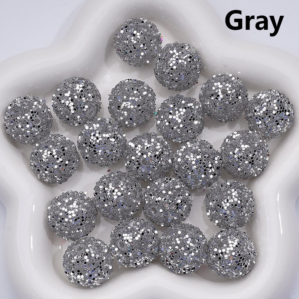 Clear Round Acrylic Beads 20MM Multicolor Shiny Confetti Accent for Crafts
