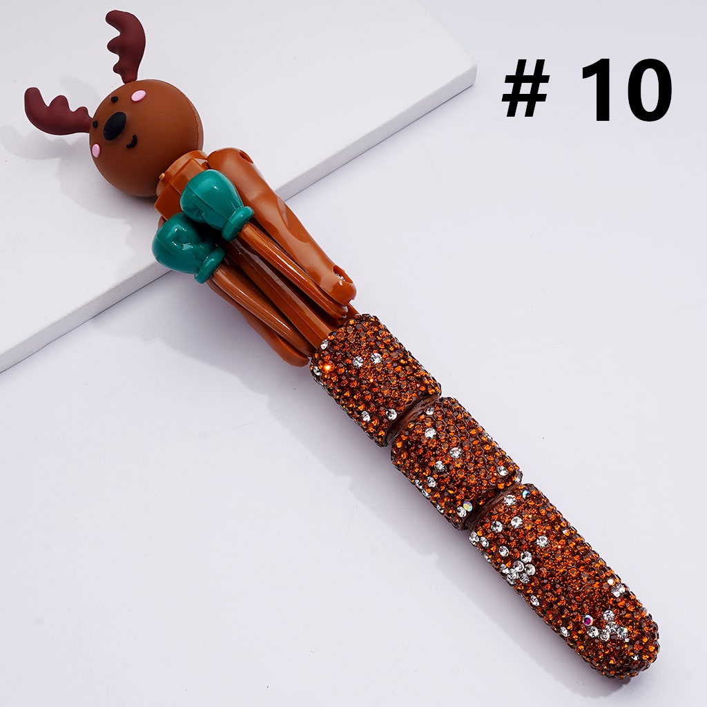 Cute Large Cartoon Kurom Elk Bear Alien Cat Astronaut Unicor Ghost Face Pumpkin with Movable Boxing Arms Shiny Rhinestones Beadable Clay Pens