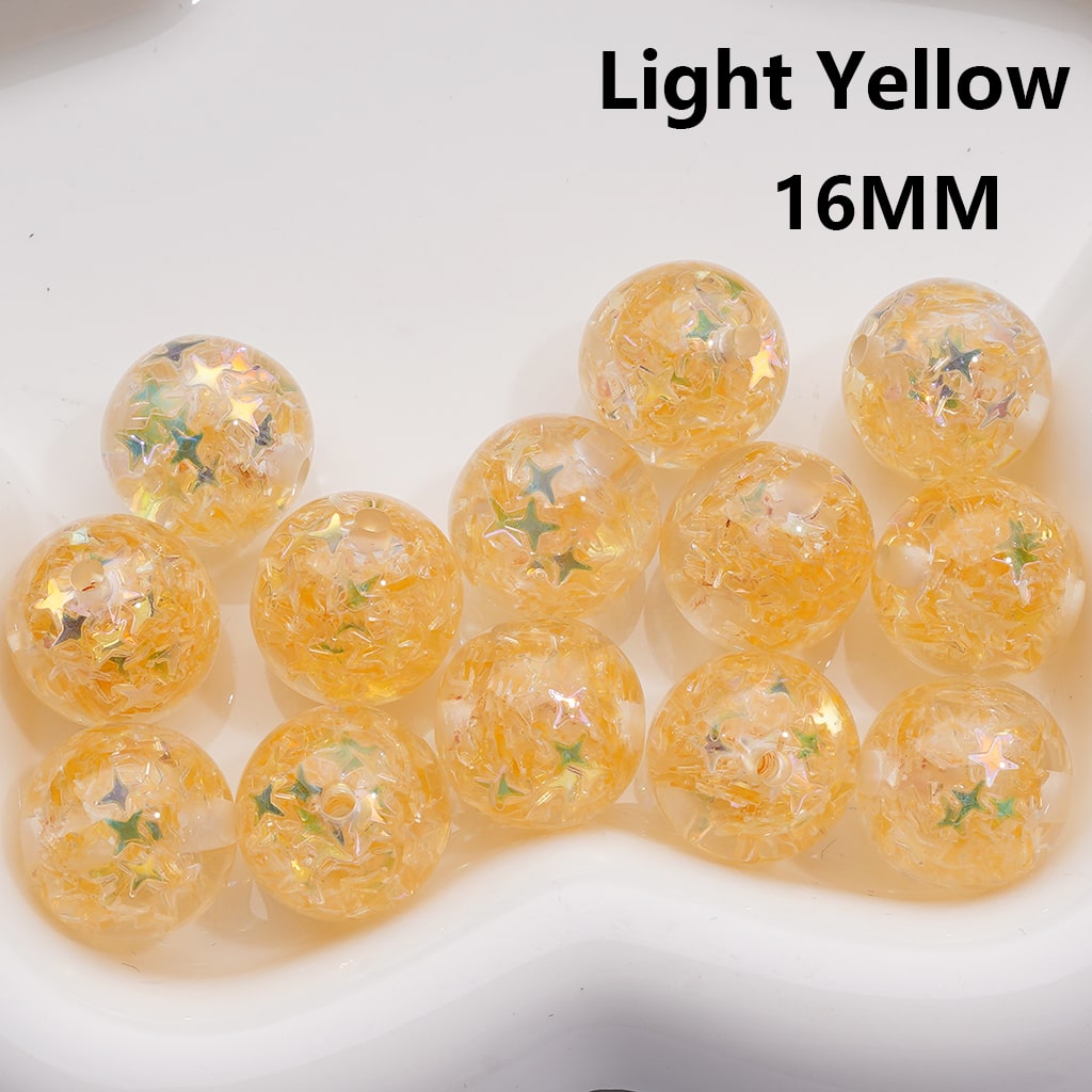 Mini Colorful Star Flakes Confetti Inside Multi-Color Translucent Round Acrylic Beads, 16MM (Single Color is available for 200pcs(Whole bag))