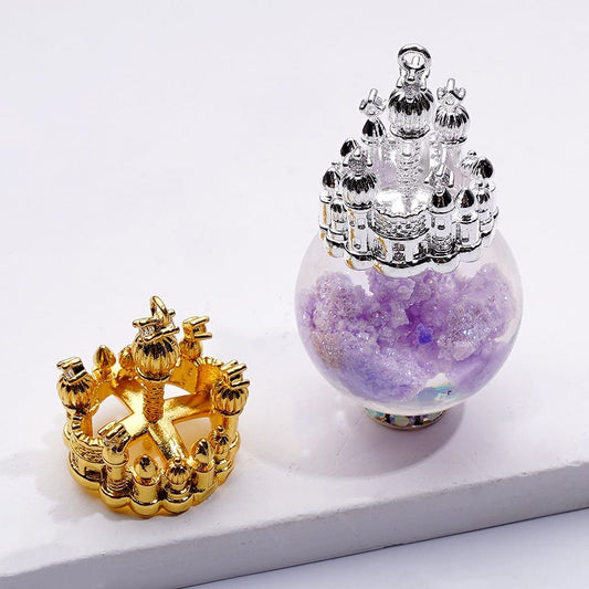 Mini Gold & Fancy Silver Castle Charms 18MM Rhinestone Bead Hanger Rings for Jewelry Making