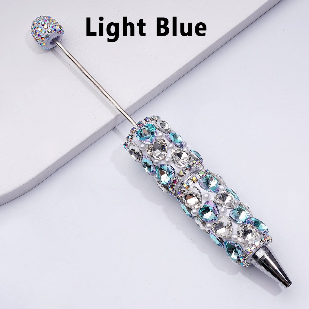 Clay Beadable Pens – Decorated with Multicolor Shiny Hearts, White Pearls, AB Rhinestones & Chains