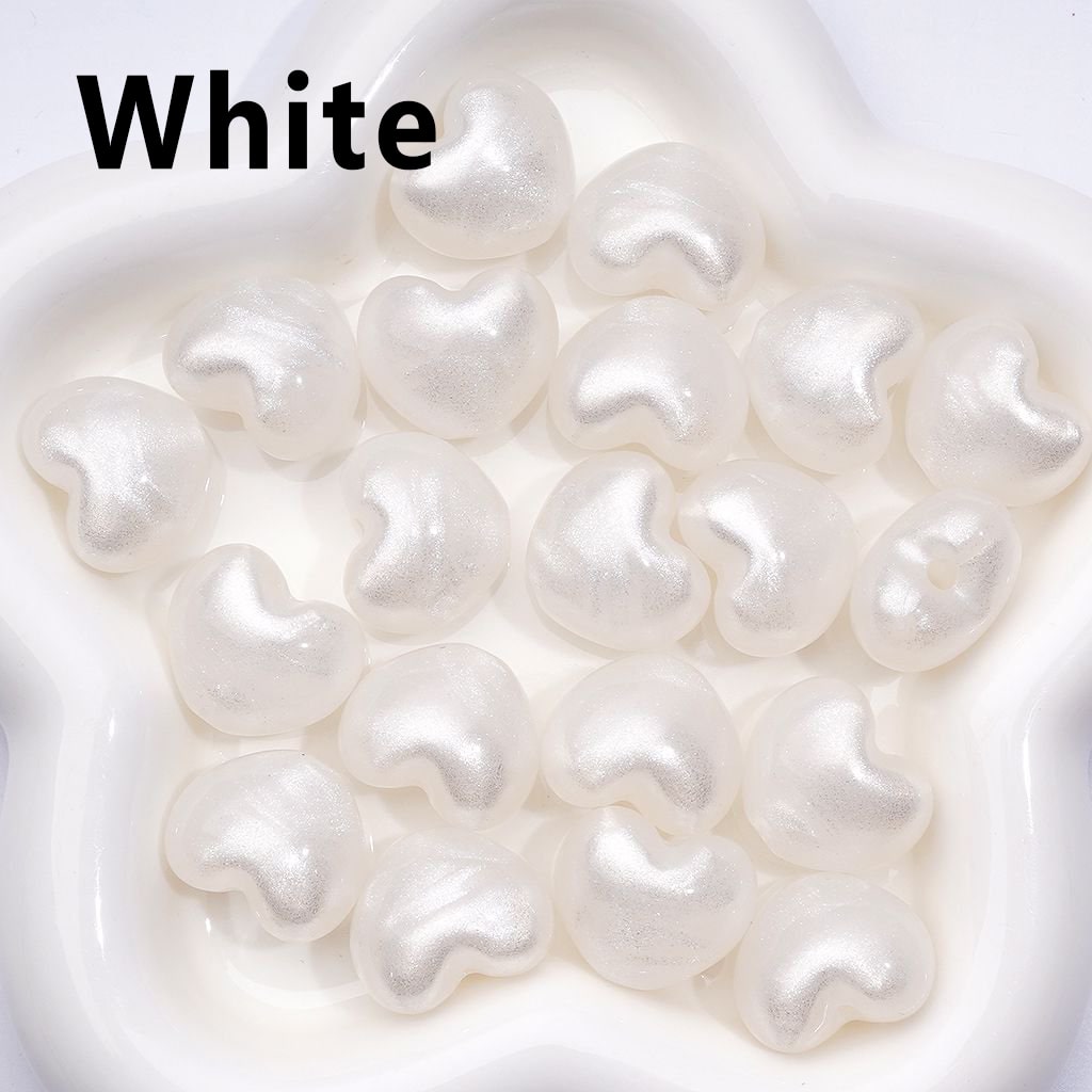 Glossy Multi-Color Heart Acrylic Beads – Vibrant Glitter Finish, Approx. 22 x 18MM