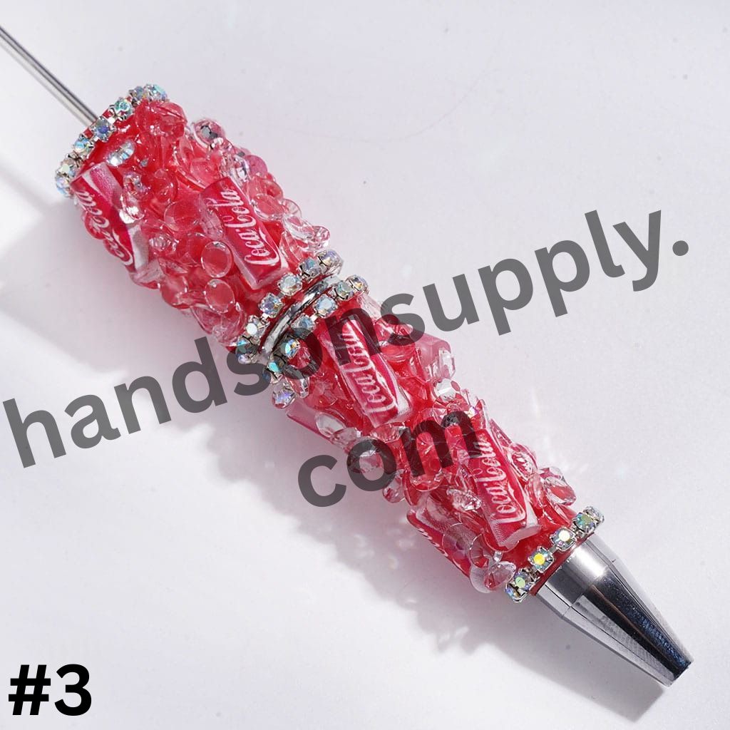 Refreshing Soda Carbonated Soft Drink Can and Cone-Shaped Rhinestone AB Chains, Handmade Beadable Pens, Multi-Color