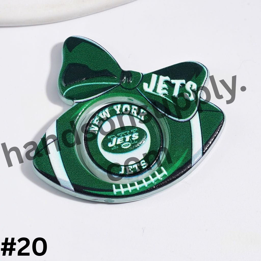 American Football Team Design Hollow Bowtie Frame with Flat Round Acrylic Beads Collection Set, Large Size