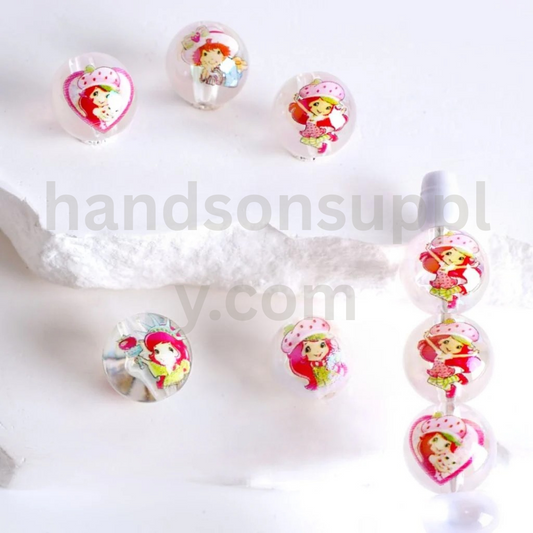 Berry Girl Design Clear Round 16MM Random Mix UV Coated Acrylic Beads