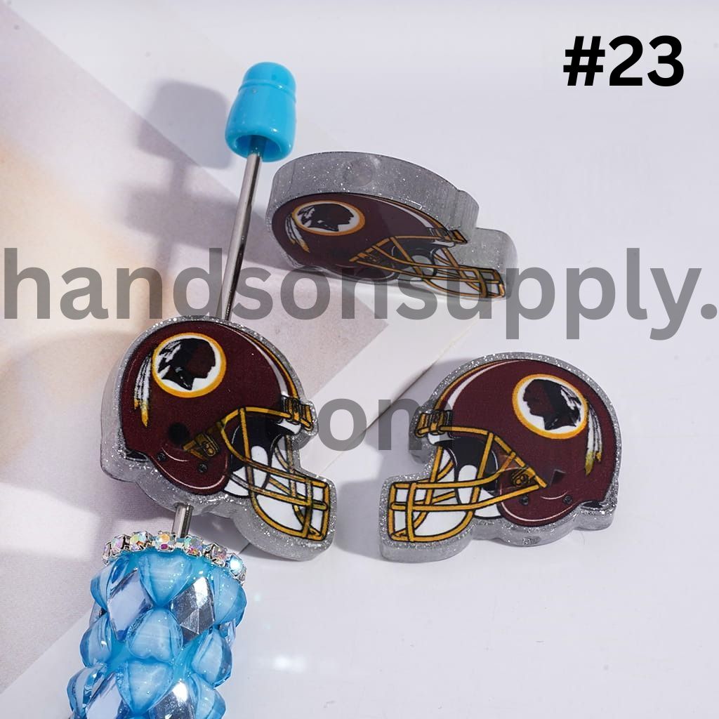 Silver Glitter USA American Football Helmet Shape Acrylic Beads 22*26MM