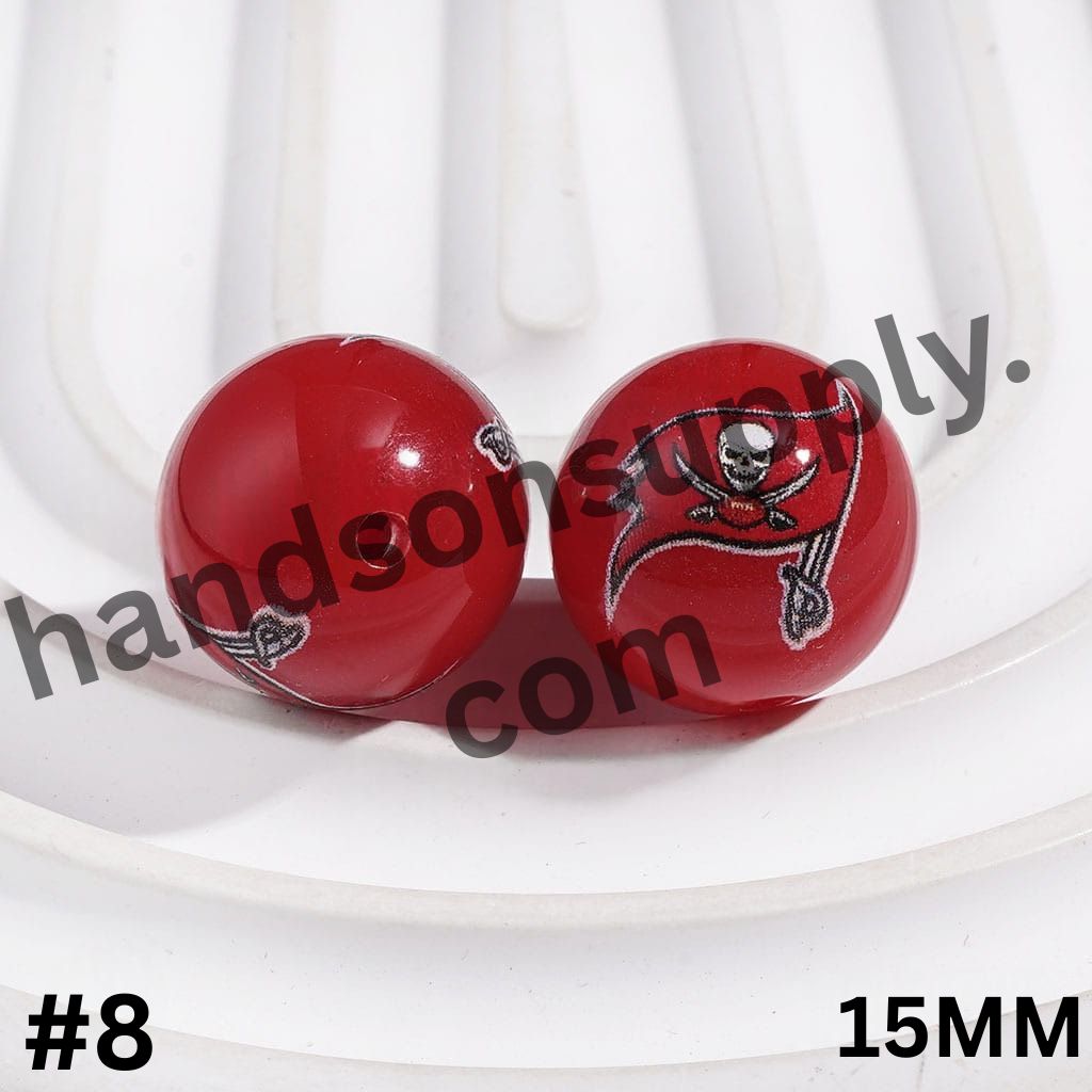 American Football Team Acrylic Beads for Bracelets, 15MM