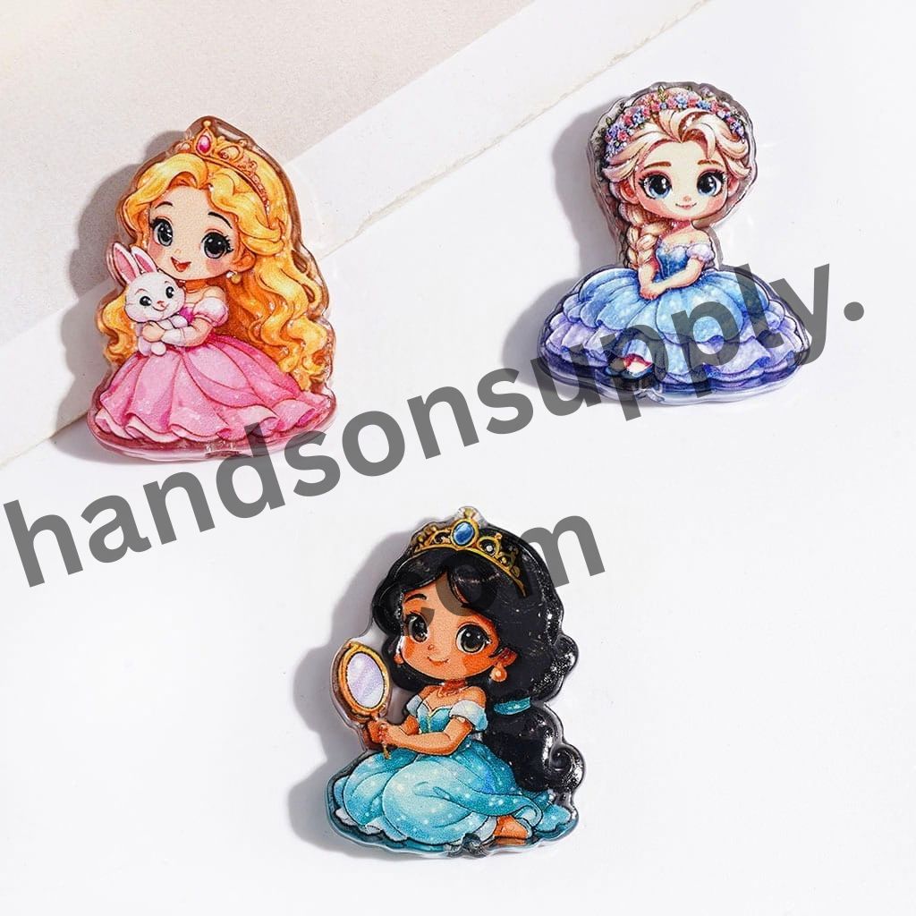 Elegant Royal Princess Character Series Semi-Clear Acrylic Beads, Random Mix