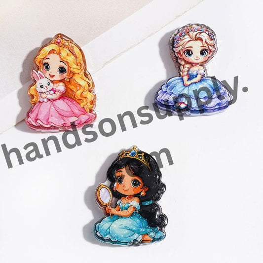 Elegant Royal Princess Character Series Semi-Clear Acrylic Beads, Random Mix