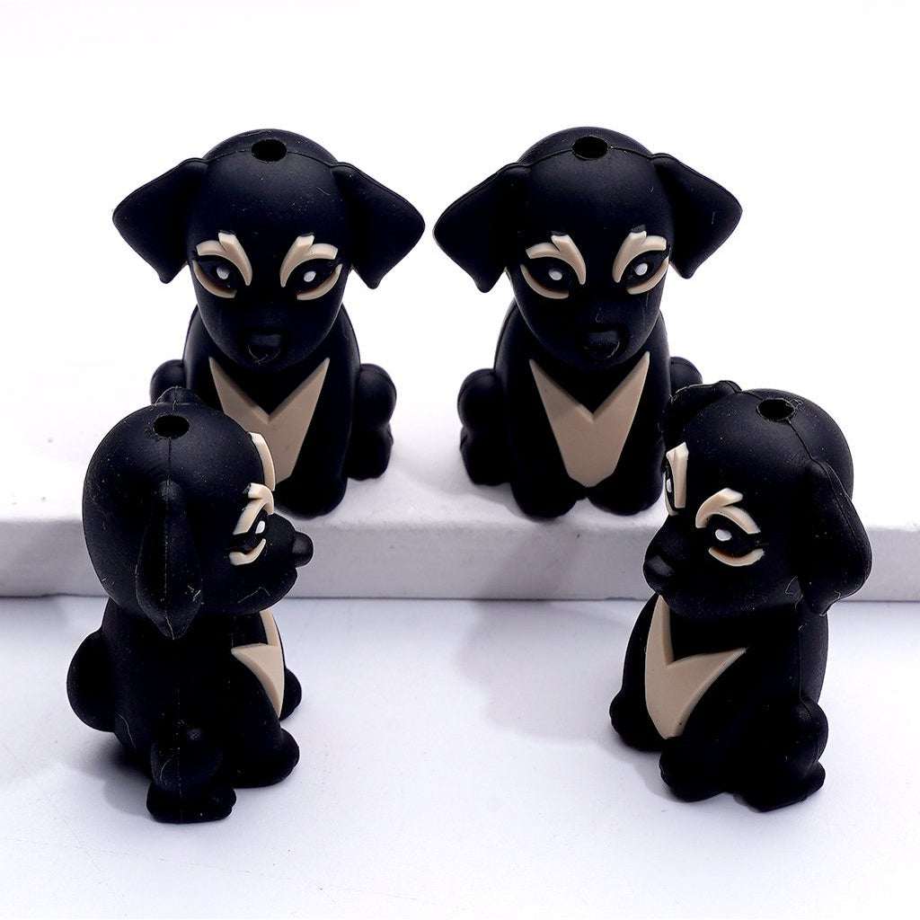 3D Puppy Dog Charms in Multi-Color Cute Silicone Focal Beads for Crafts, Random Mix