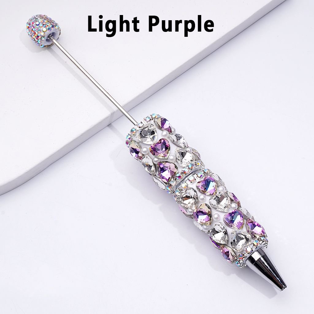 Clay Beadable Pens – Decorated with Multicolor Shiny Hearts, White Pearls, AB Rhinestones & Chains