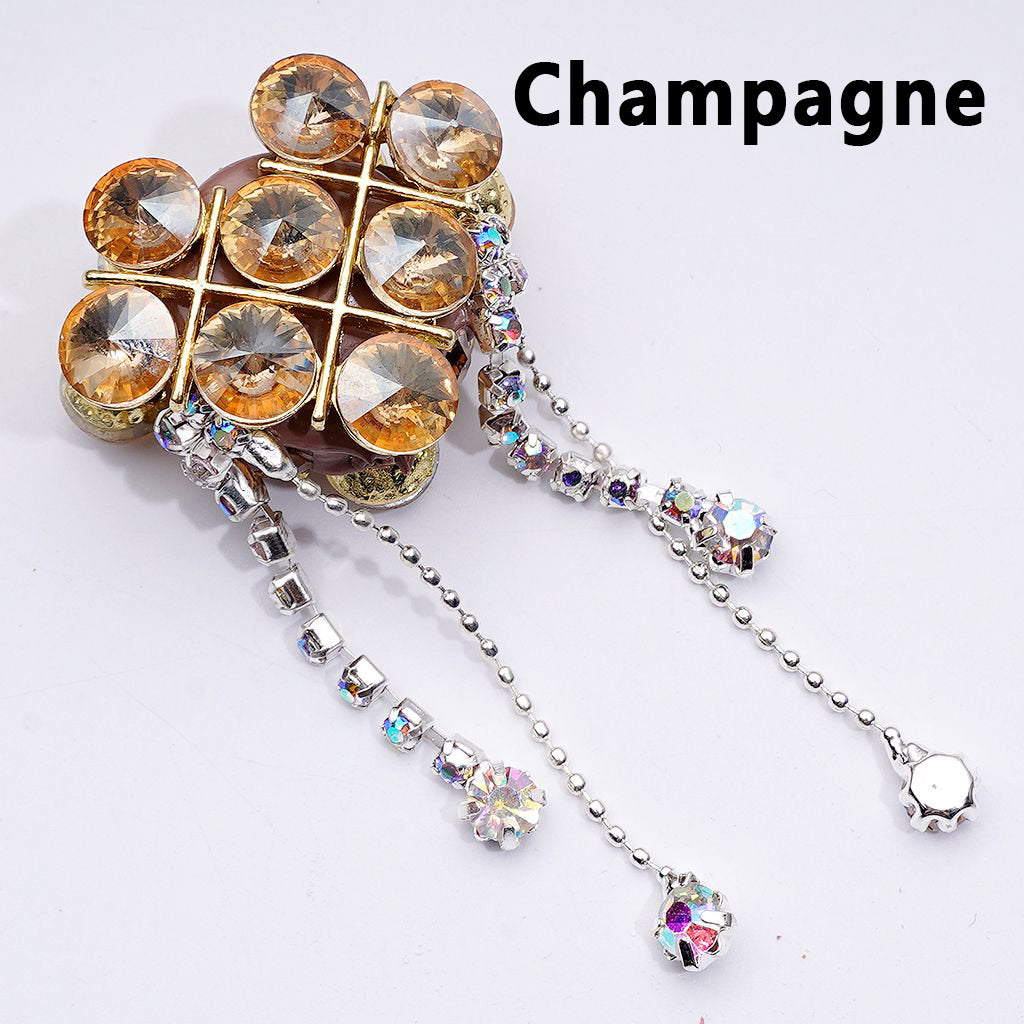 Gold Alloy Heart Fancy Exquisite with Shiny Rhinestones Chains Pendants Glitter Flowers and Decorative Clay Beads Around 34*28*18MM