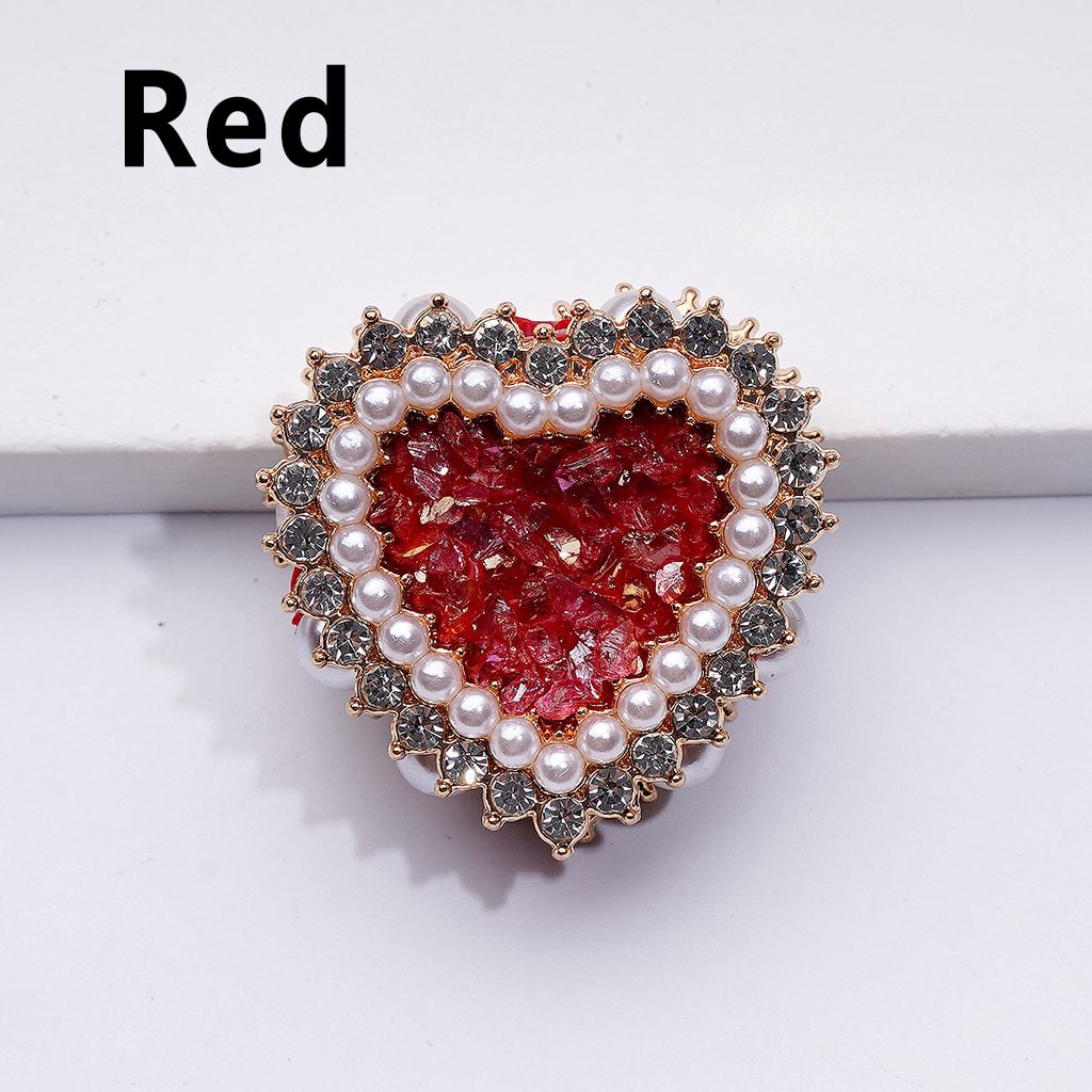 Shiny Rhinestones White Pearls Bling Bling Fancy Gold Alloy Heart with Mini Stones Rocks Clay Beads, Around 28*28*13MM