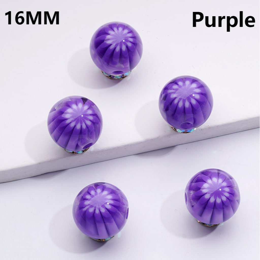 Chrysanthemum Stripe Round Beads Multi-Color Round 16MM Acrylic Beads (Single Color is only available for 200pcs(whole bag))