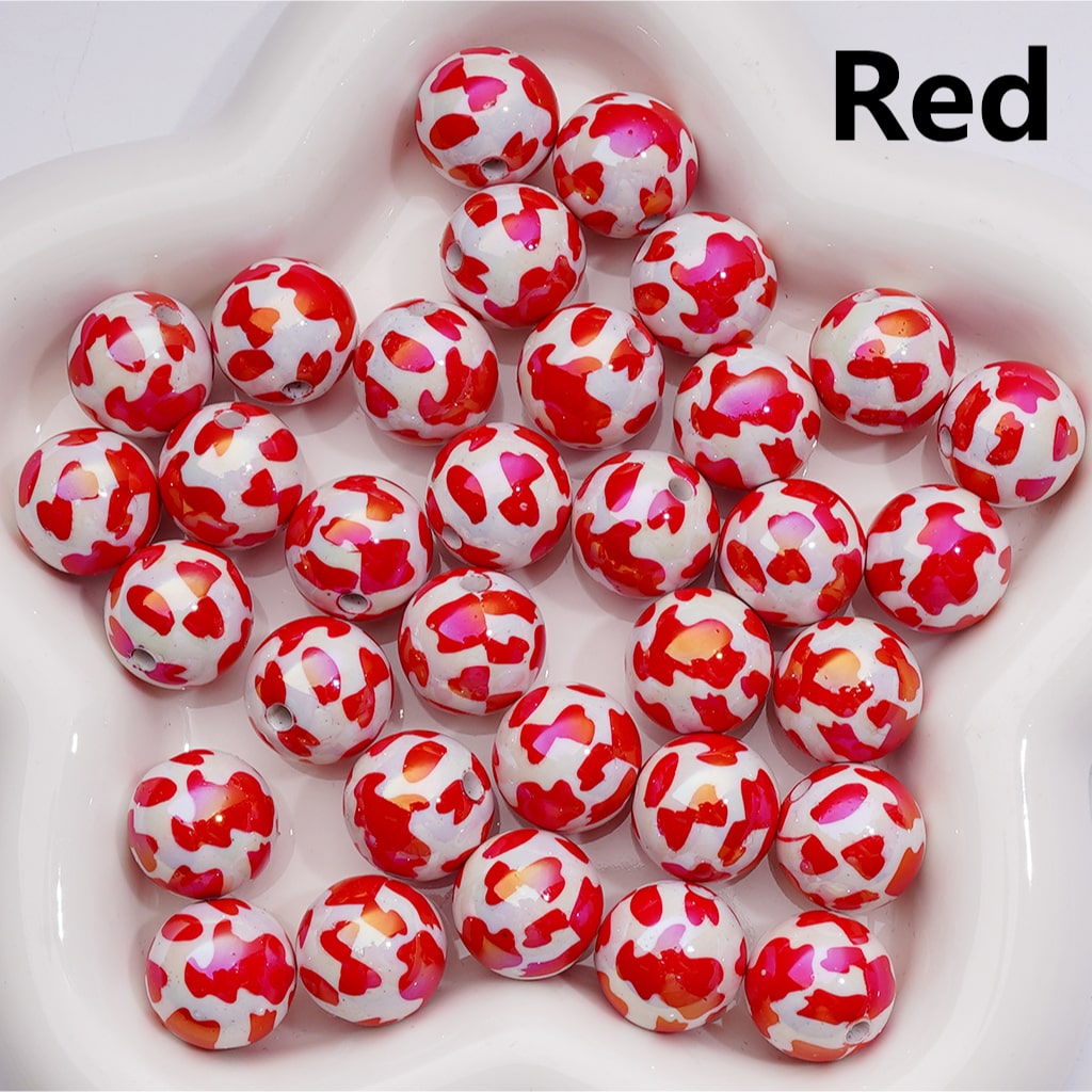 Cow Prints Multi-Color UV Coating Round Acrylic Beads, 16MM (Single Color is available for 200pcs Whole bag)