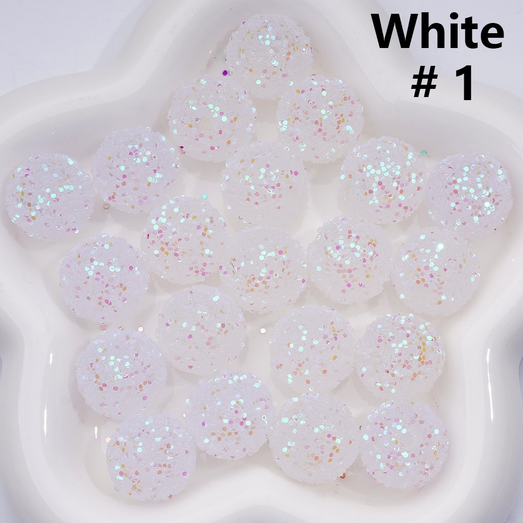 Clear Round Acrylic Beads 20MM Multicolor Shiny Confetti Accent for Crafts
