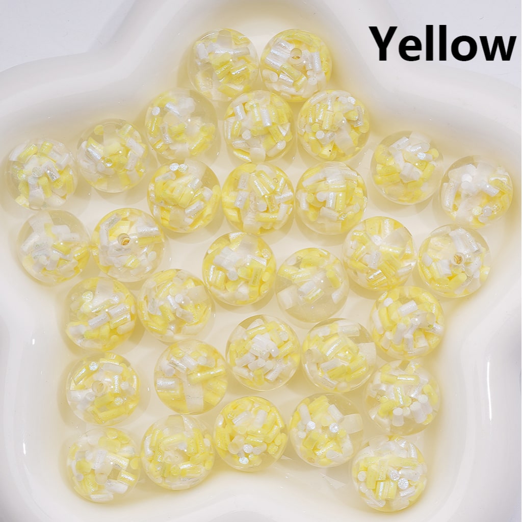 Candy Stick Inside Multicolor or Single Round Design Shiny Shade Acrylic Beads 16MM