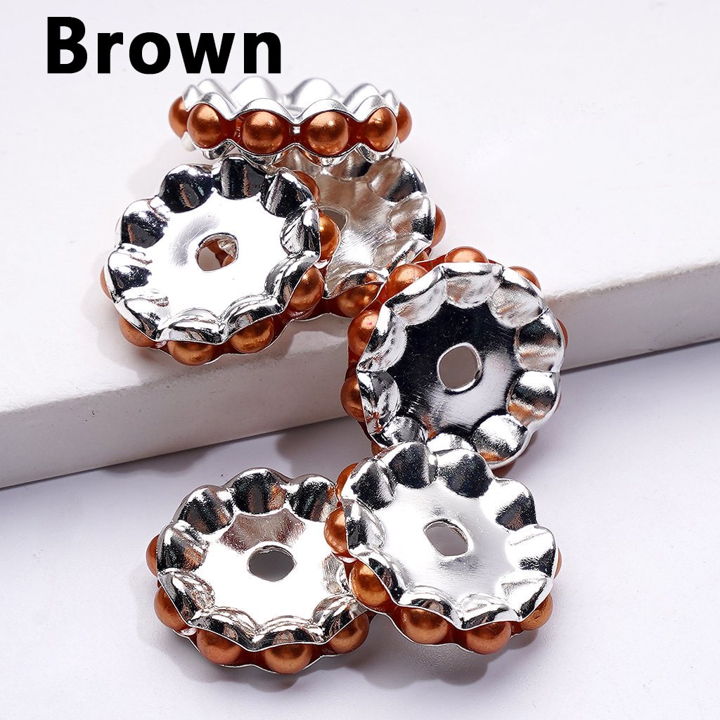 Wavy Silver Metal Spacer – Vibrant Multi-Color Pearls, 15MM